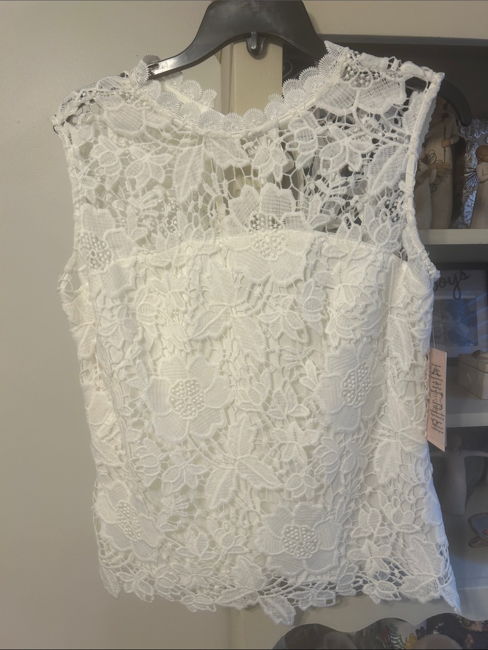 Nanette Sleeveless Floral Lace Women’s Dress Top in ivory
